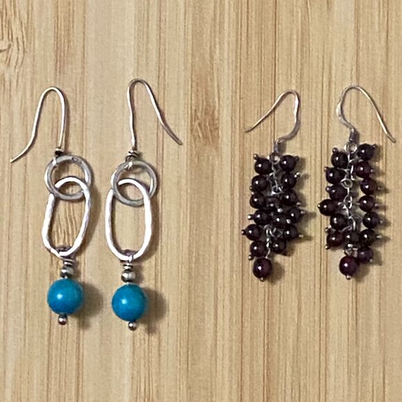 Sterling Silver 925 and Gemstone Earrings – 2 Pairs - Picture 2 of 11